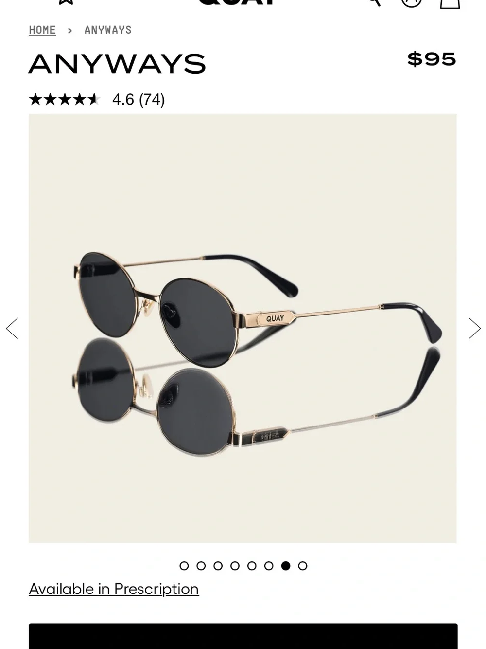 Quay Australia Gold Frame Sunglasses with Black Lenses